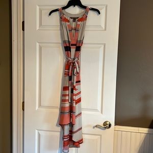 Used- multi color Size small Charlie Jade hi/ low hem 100% silk dress